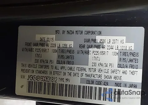 2016 Mazda Cx-5 Sport from USA, damaged, VIN JM3KE4BY6G0631812